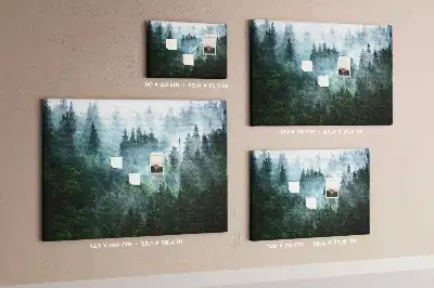 Tableau de liège Forêt de conifères brumeuse