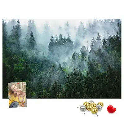Tableau de liège Forêt de conifères brumeuse