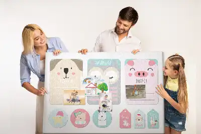 Tableau de liège Animaux heureux