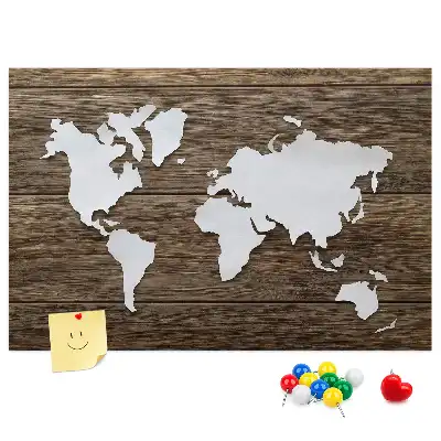 Tableau en liège déco Carte du Monde sur planches