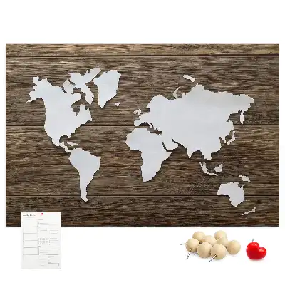 Tableau en liège déco Carte du Monde sur planches