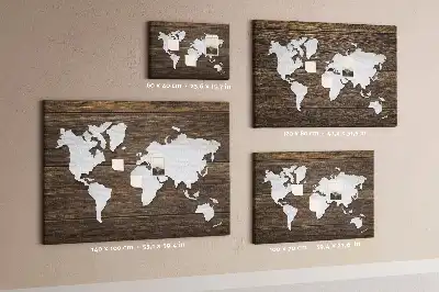 Tableau en liège déco Carte du Monde sur planches