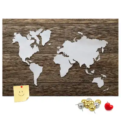 Tableau en liège déco Carte du Monde sur planches