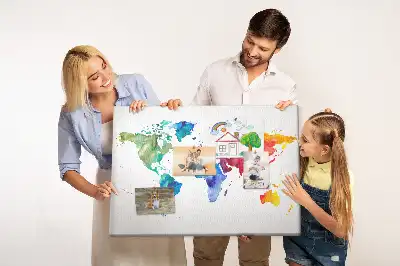 Tableau de liège Aquarelle carte du monde
