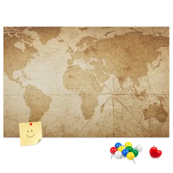 Tableau de liège Carte des continents vieillie