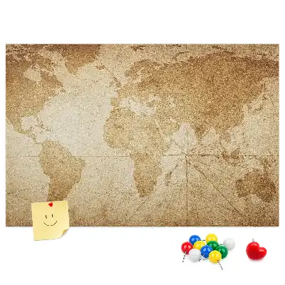 Tableau de liège Carte des continents vieillie