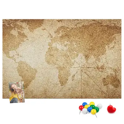 Tableau de liège Carte des continents vieillie