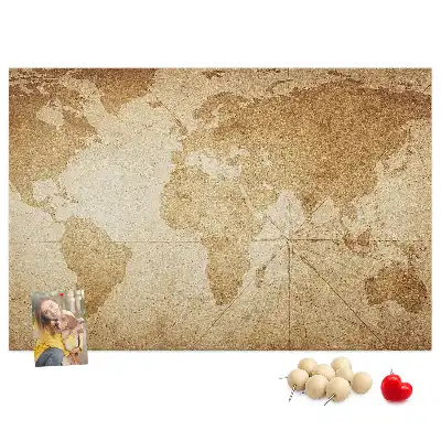 Tableau de liège Carte des continents vieillie