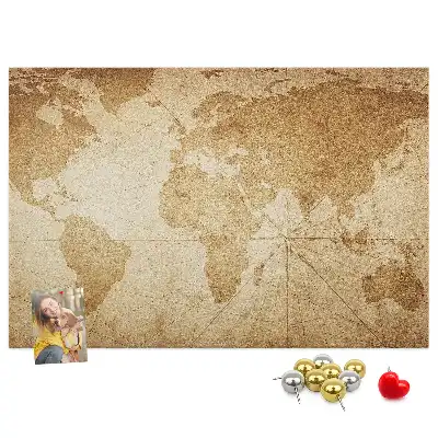 Tableau de liège Carte des continents vieillie