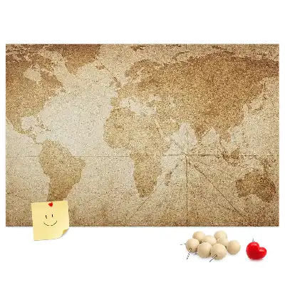 Tableau de liège Carte des continents vieillie