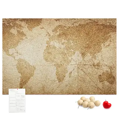 Tableau de liège Carte des continents vieillie