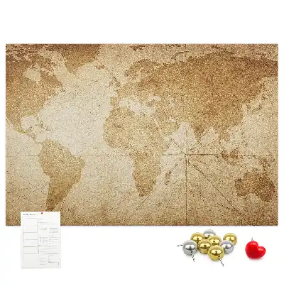 Tableau de liège Carte des continents vieillie