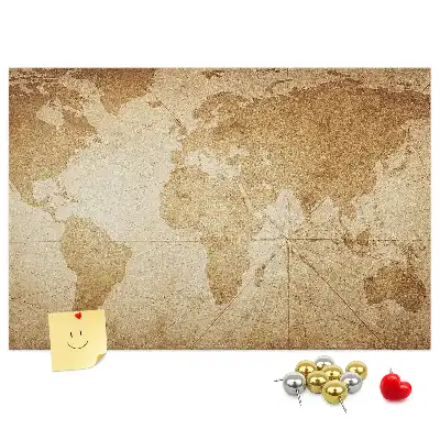 Tableau de liège Carte des continents vieillie
