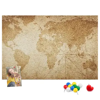 Tableau de liège Carte des continents vieillie