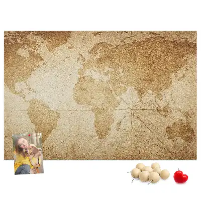 Tableau de liège Carte des continents vieillie