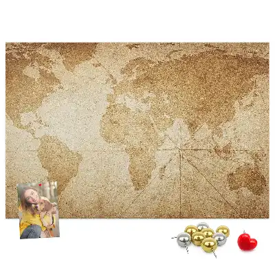 Tableau de liège Carte des continents vieillie