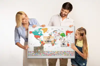Tableau en liège déco Carte colorée du monde