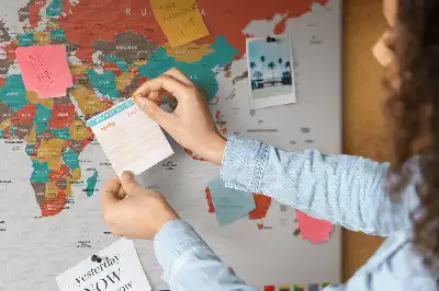 Tableau en liège déco Carte colorée du monde