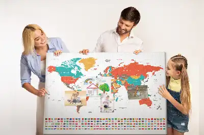 Tableau en liège déco Carte colorée du monde