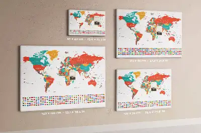 Tableau en liège déco Carte colorée du monde