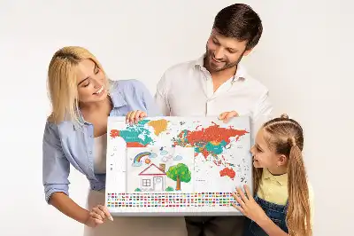 Tableau en liège déco Carte colorée du monde