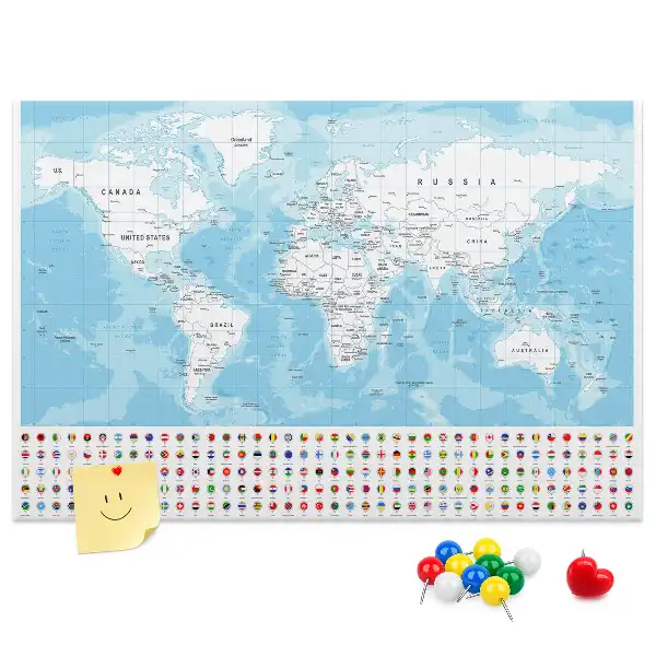 Tableau de liège Illustration de la carte des continents