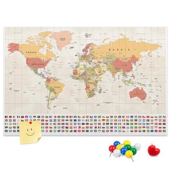 Tableau d’affichage en liège Projet de carte du monde