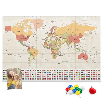 Tableau d’affichage en liège Projet de carte du monde