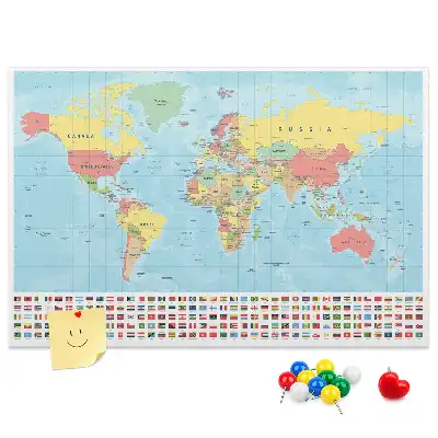 Tableau en liège déco Géographie carte du monde