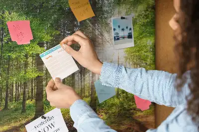 Tableau d’affichage en liège Forêt lever du soleil