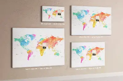 Tableau d’affichage en liège Carte du monde à l'aquarelle