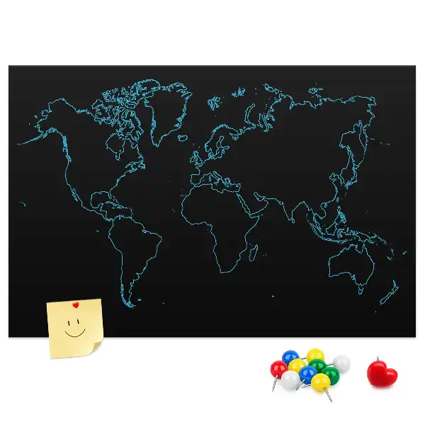 Tableau d’affichage en liège Contours de la carte du monde