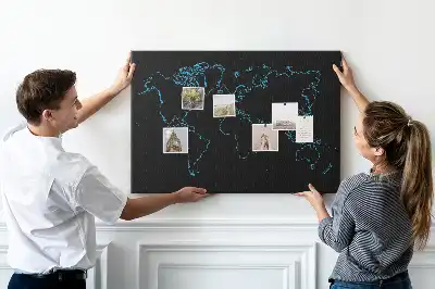 Tableau d’affichage en liège Contours de la carte du monde