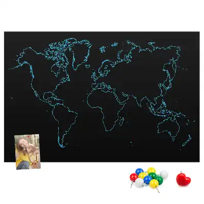 Tableau d’affichage en liège Contours de la carte du monde