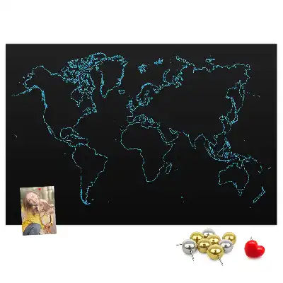 Tableau d’affichage en liège Contours de la carte du monde