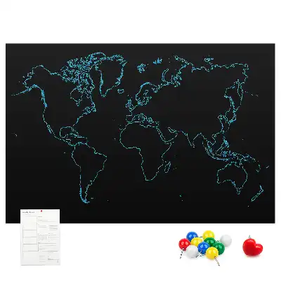 Tableau d’affichage en liège Contours de la carte du monde