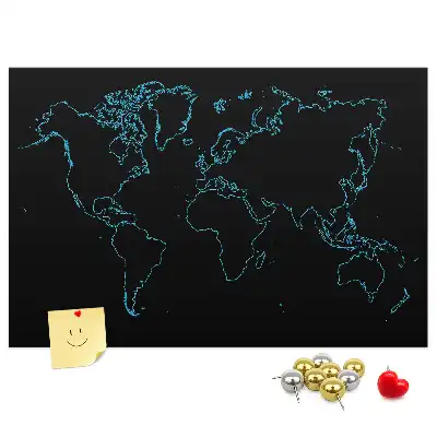 Tableau d’affichage en liège Contours de la carte du monde