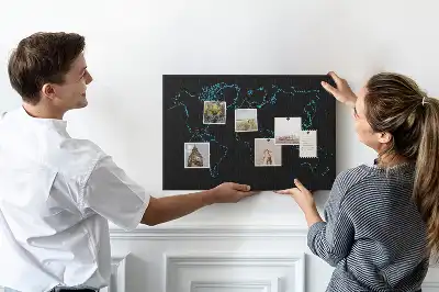 Tableau d’affichage en liège Contours de la carte du monde