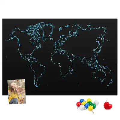 Tableau d’affichage en liège Contours de la carte du monde