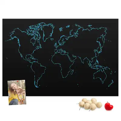 Tableau d’affichage en liège Contours de la carte du monde