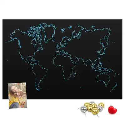 Tableau d’affichage en liège Contours de la carte du monde