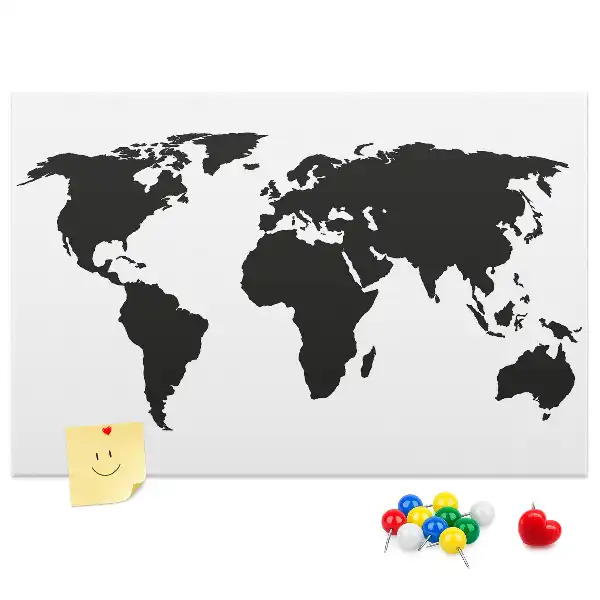 Tableau de liège Contour sombre des continents
