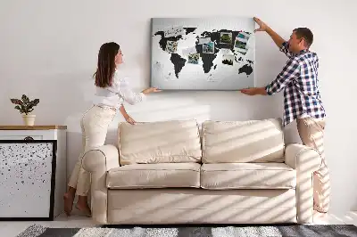 Tableau de liège Contour sombre des continents