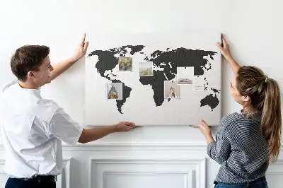 Tableau de liège Contour sombre des continents