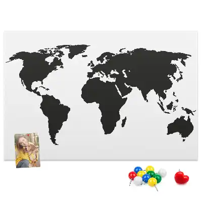 Tableau de liège Contour sombre des continents