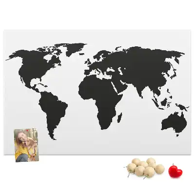 Tableau de liège Contour sombre des continents