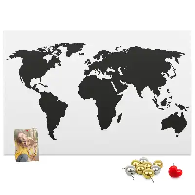 Tableau de liège Contour sombre des continents