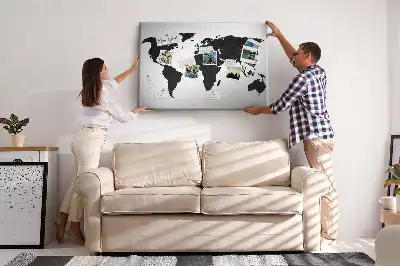 Tableau de liège Contour sombre des continents