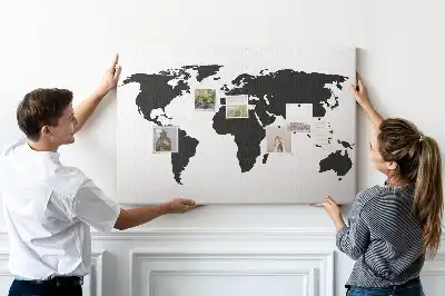 Tableau de liège Contour sombre des continents