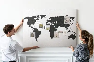 Tableau de liège Contour sombre des continents